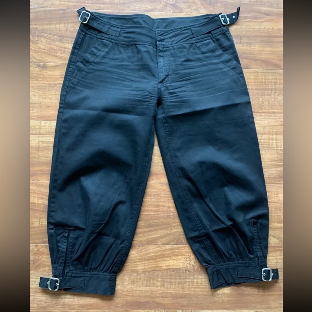 STOP Brand Womens Junior Girls Hook & Eye Detailed Black Capri Pant Bottom Sz 7